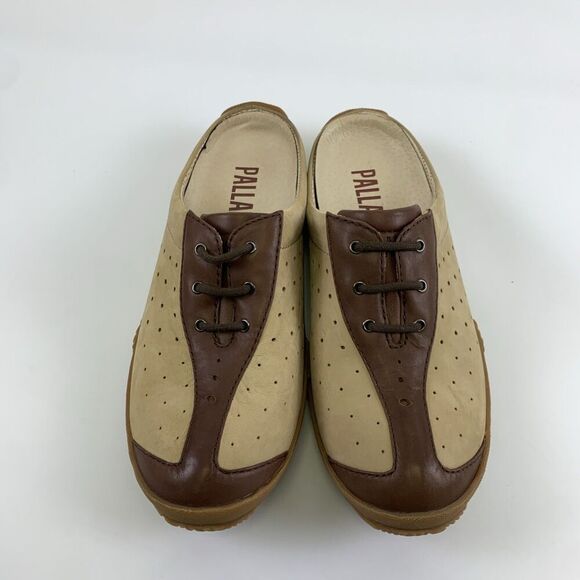 Palladium Slip On Mule Nubuck Leather Tan Brown Perforated Round Womens 41 US 10 - Picture 4 of 12